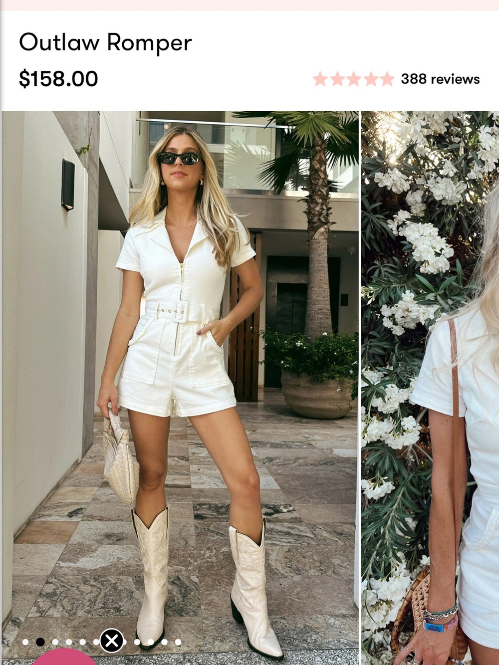 Show Me Your MuMu White Short-Sleeve Belted Romper